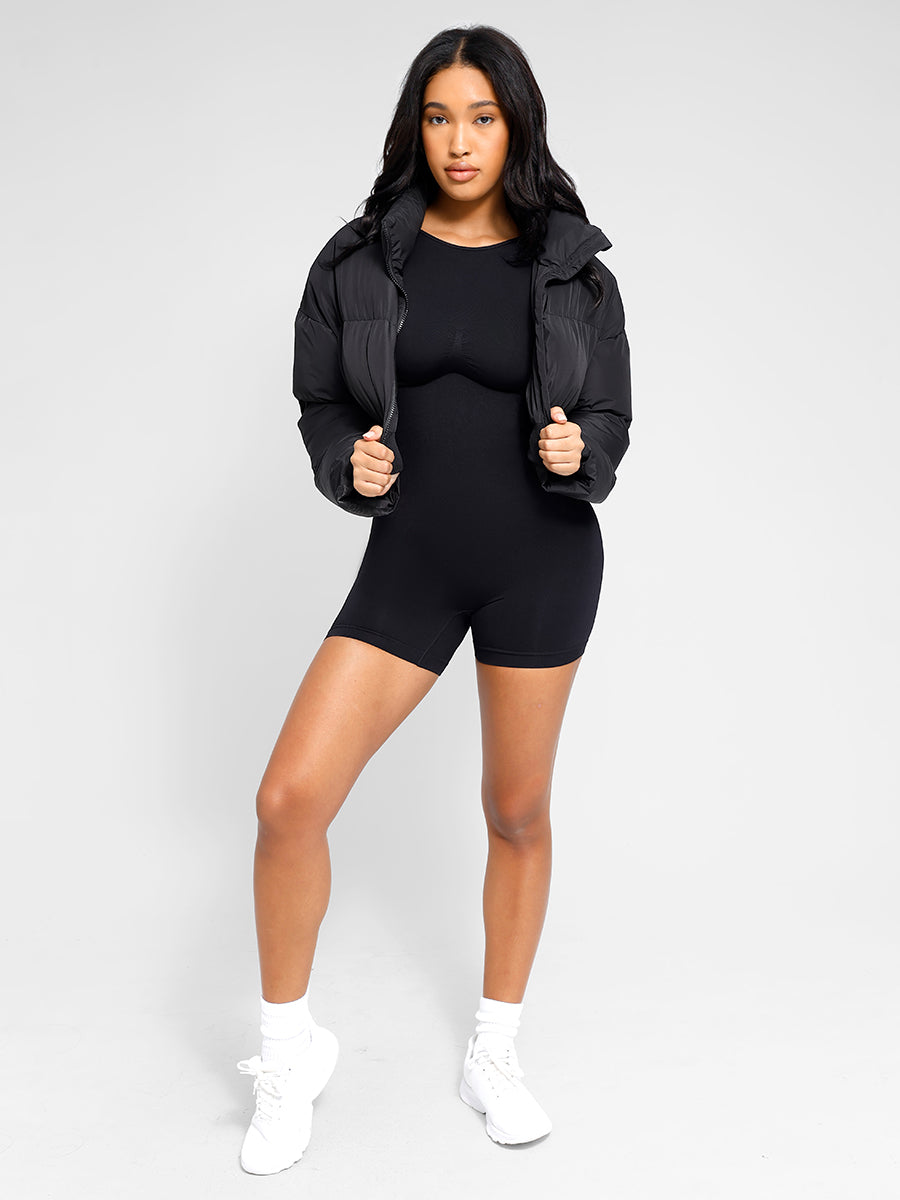 Comfortabele High-Neck Romper met Geïntegreerde Shapewear - Perfecte Pasvorm