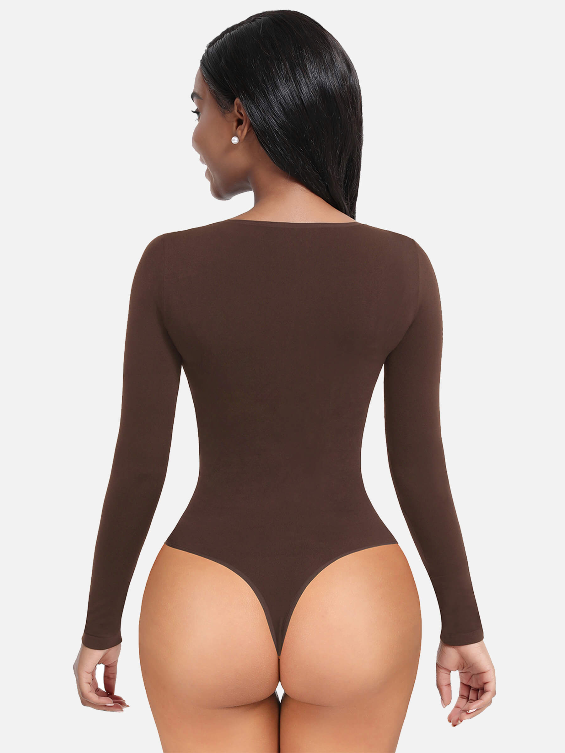 Lange Mouw Corrigerende Thong Bodysuit: Vormgevend, Comfortabel & Naadloos