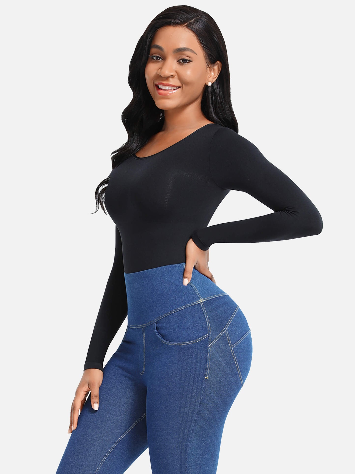 Lange Mouw Corrigerende Thong Bodysuit: Vormgevend, Comfortabel & Naadloos