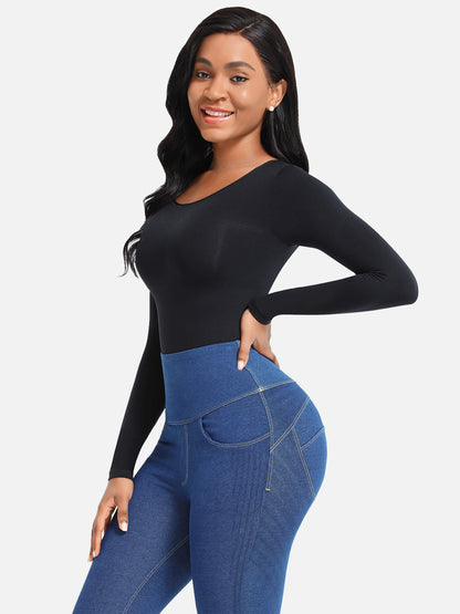 Lange Mouw Corrigerende Thong Bodysuit: Vormgevend, Comfortabel & Naadloos