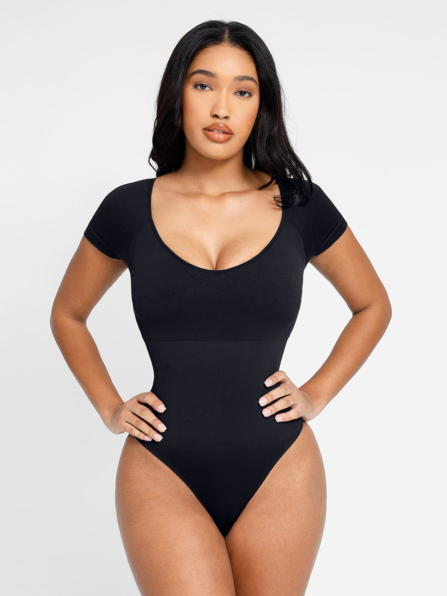 Naadloze Corrigerende Bodysuit Korte Mouw voor Vrouwen, Comfortabele Figuurvormende Shapewear