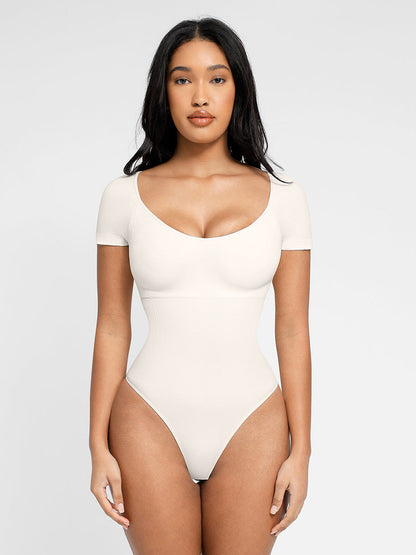 Naadloze Corrigerende Bodysuit Korte Mouw voor Vrouwen, Comfortabele Figuurvormende Shapewear