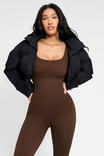 Comfortabele Flared Jumpsuit met Vierkante Halslijn: Stijlvol en Veelzijdig voor Dames