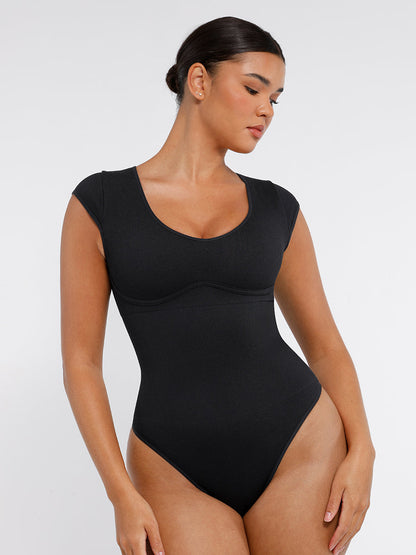 Naadloze Diepe V-hals Corrigerende Bodysuit voor een Vloeiend, Slank Silhouet