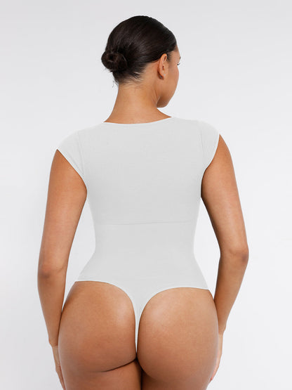 Naadloze Diepe V-hals Corrigerende Bodysuit voor een Vloeiend, Slank Silhouet