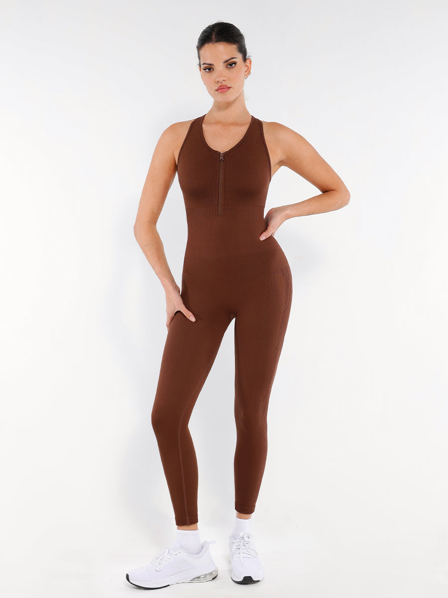 Naadloze Corrigerende Jumpsuit met Rits – Ultiem Comfort & Stijlvolle Figuurvorming