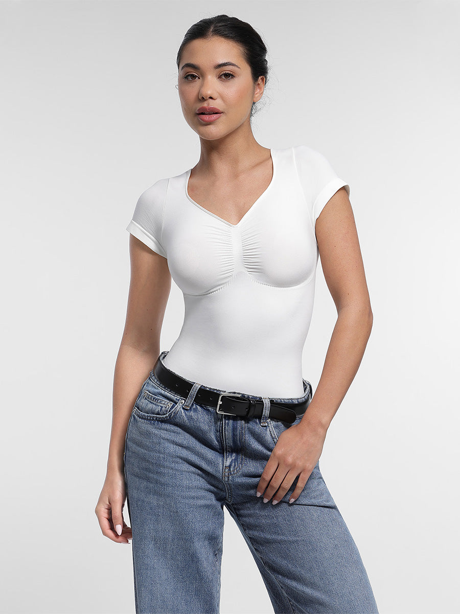 Naadloze Vormgevende T-Shirt Bodysuit: Comfortabele Pasvorm, Liftend Effect