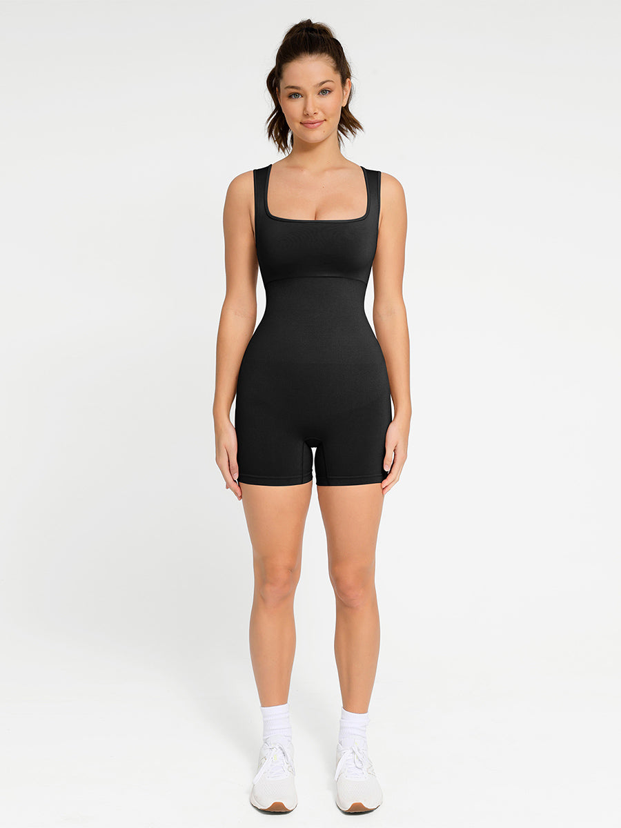 Naadloze Shapewear Romper met Vierkante Hals - Comfortabel en Flatterend Jumpsuit