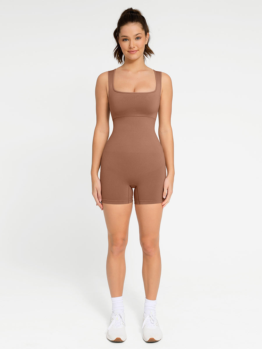 Naadloze Shapewear Romper met Vierkante Hals - Comfortabel en Flatterend Jumpsuit