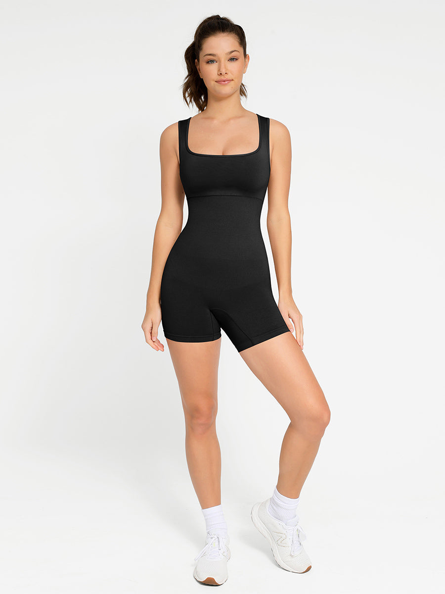 Naadloze Shapewear Romper met Vierkante Hals - Comfortabel en Flatterend Jumpsuit